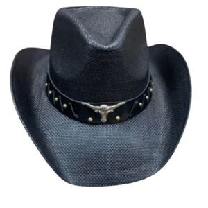 Simplicity Black Western Style Hat with Bullhead Accent